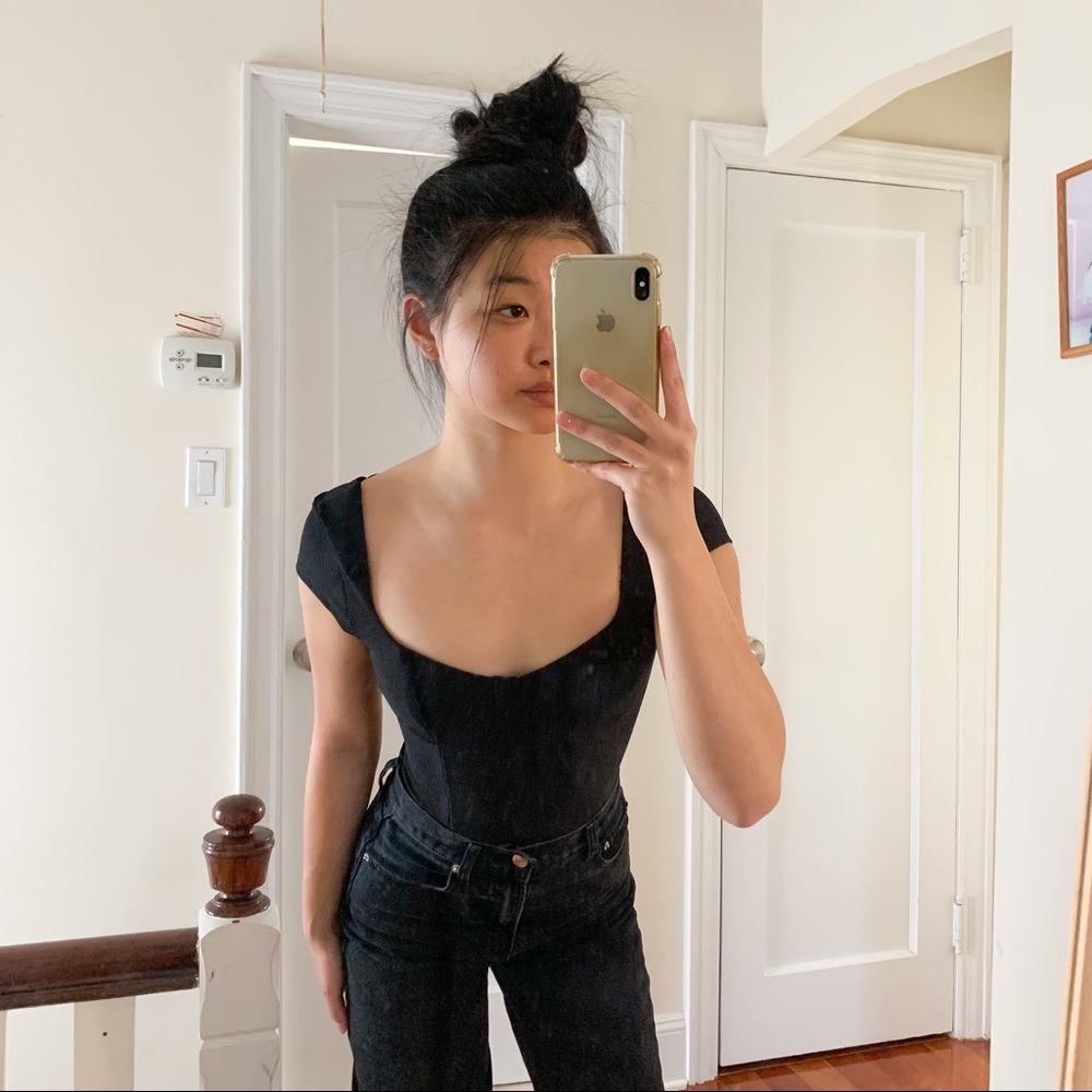 NWT Bershka Black Short Sleeve Bodysuit